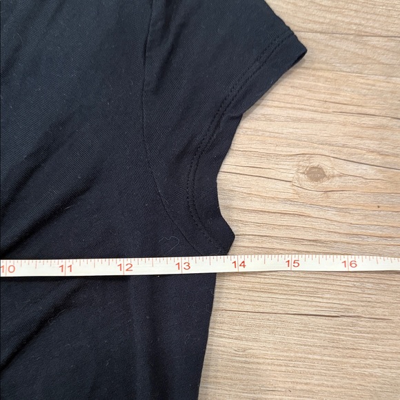 Banana Republic Black Short-Sleeve V-Neck Top with Woven Front Panel - Picture 3 of 6